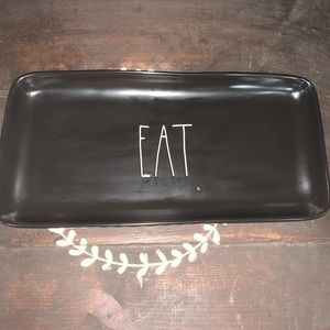 Rae Dunn Black Ceramic EAT Tray